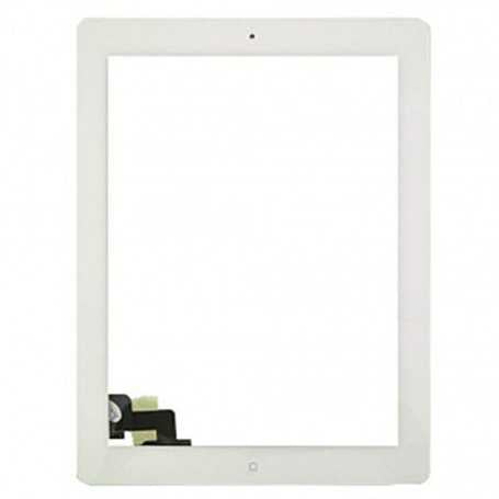 Vitre Tactile iPad 2 (A1395 / A1396 / A1397) Blanc avec Bouton Home + Autocollant