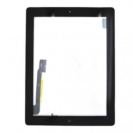 Vitre Tactile iPad 4 (A1458/A1459/A1460) Noir avec Bouton Home + Autocollant