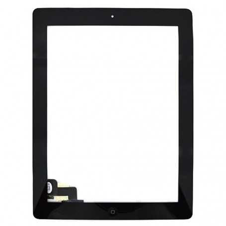 Vitre Tactile iPad 2 (A1395 / A1396 / A1397) Noir avec Bouton Home + Autocollant
