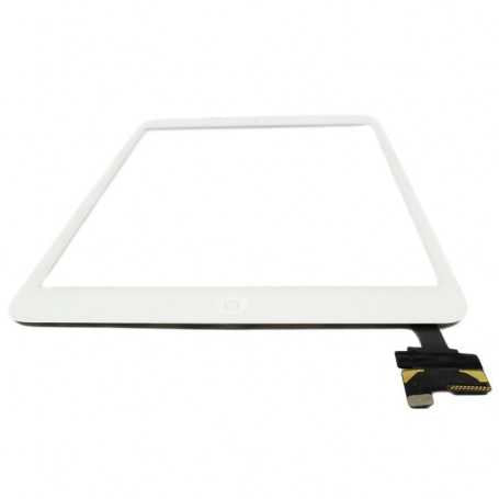 Vitre tactile iPad mini / mini 2 Blanc avec Bouton Home + Autocollant